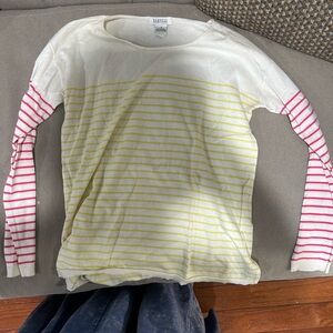 Barneys New York Striped Long Sleeve Shirt - White, Yellow, and Pink